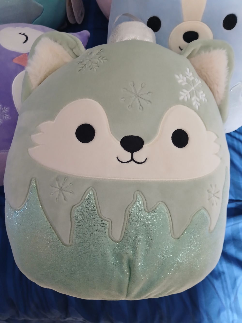 Squishmallows Mint Green Fox Plush Pillow